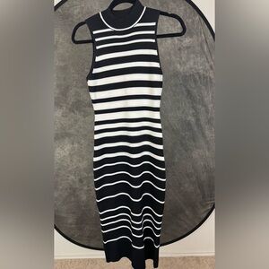 Express Black and White Striped Sleeveless Maxi Dress